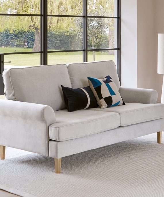 Annabelle 3 Seater Sofa - Cloud Grey with Pale Oak Legs