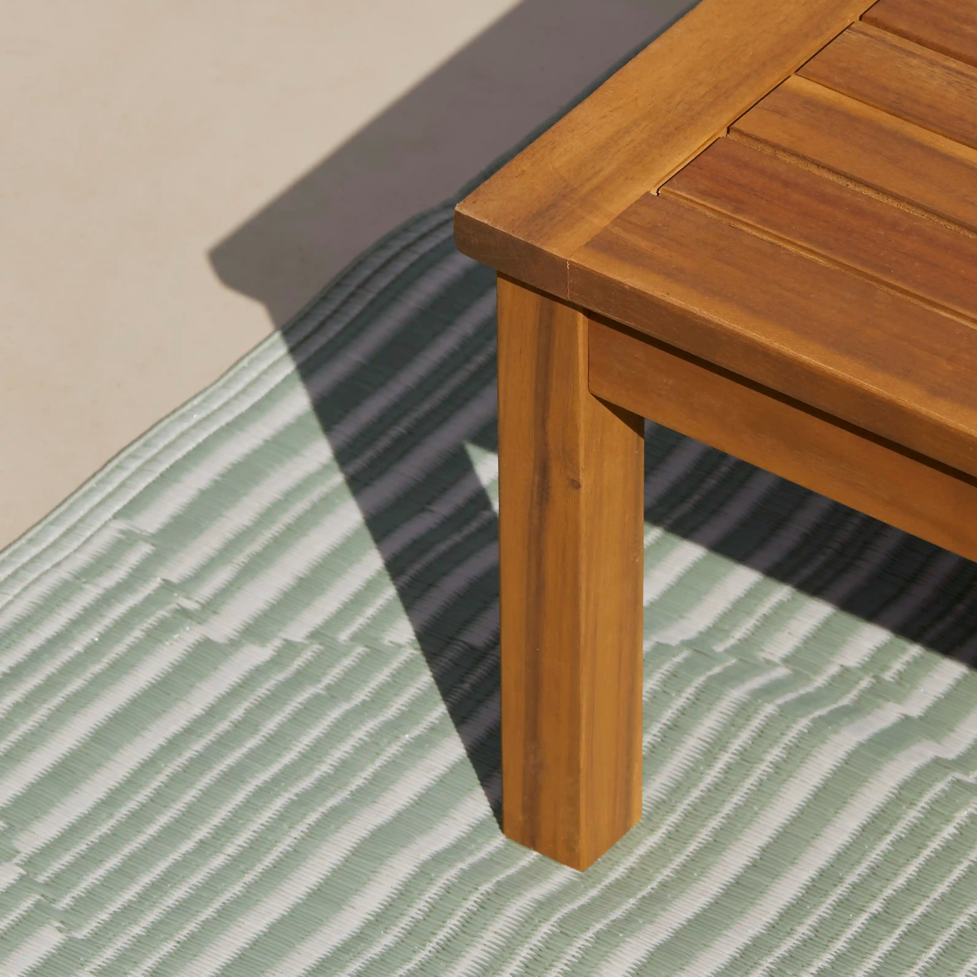 Dakota Wooden Garden Corner Sofa Set with Cream Parasol - Sand Cushions - Image 11