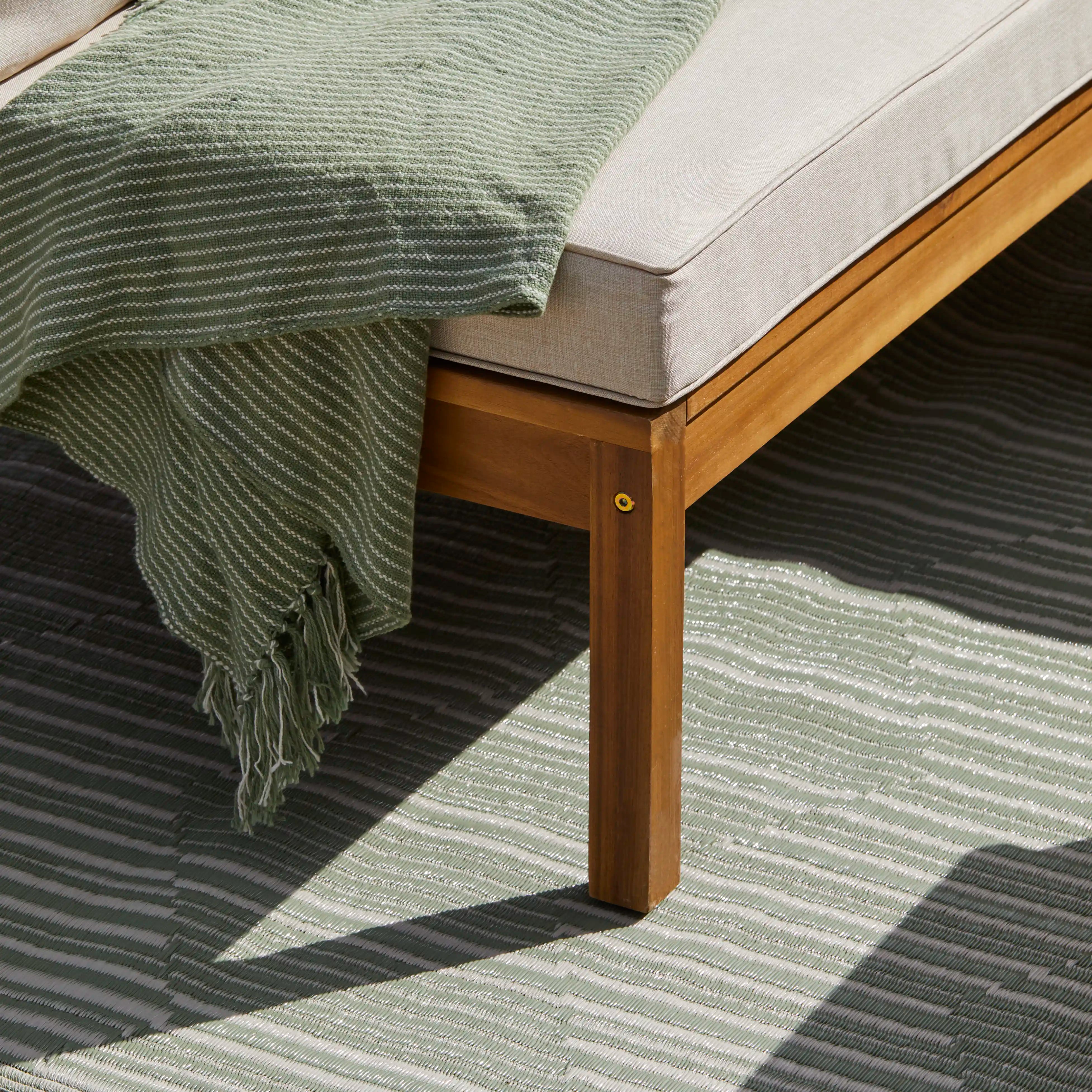 Dakota Wooden Garden Corner Sofa Set with Cream Parasol - Sand Cushions - Image 7