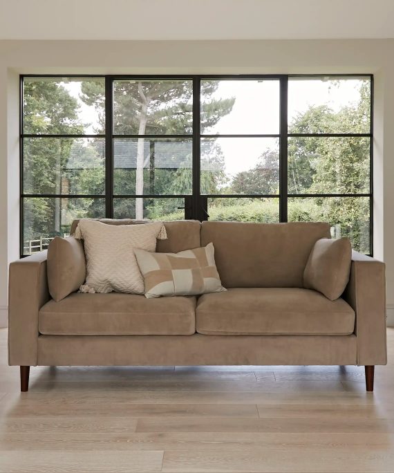 Emily 3 Seater Sofa - Driftwood with Dark Oak Legs