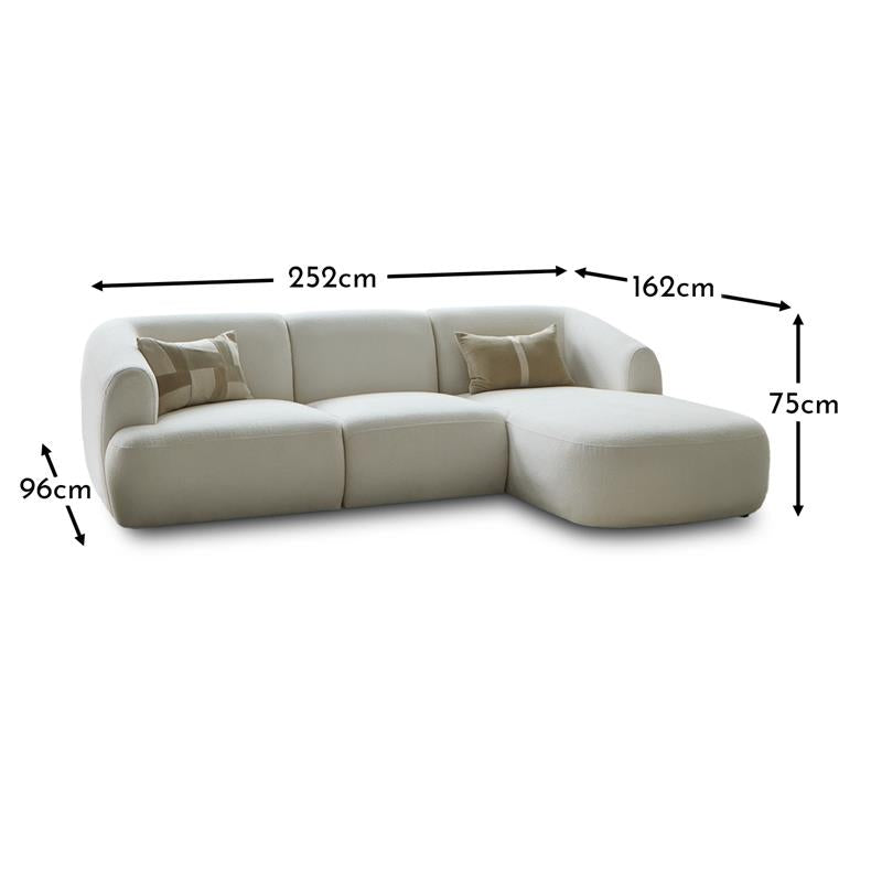 Nathalia Chaise Corner Sofa - Chalk White Boucle - Image 11