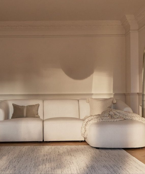 Nathalia Chaise Corner Sofa - Chalk White Boucle