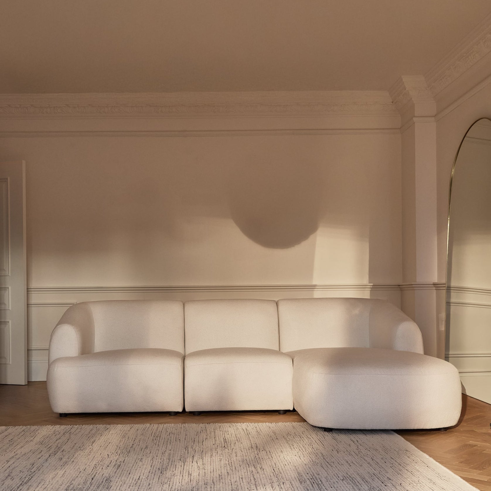 Nathalia Chaise Corner Sofa - Chalk White Boucle - Image 4