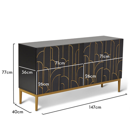 Gatsby 4 Door Sideboard – Noir Black - Laura James