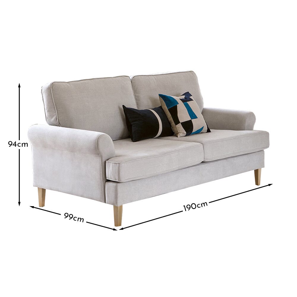 Annabelle 3 Seater Sofa - Cloud Grey with Pale Oak Legs - Image 5