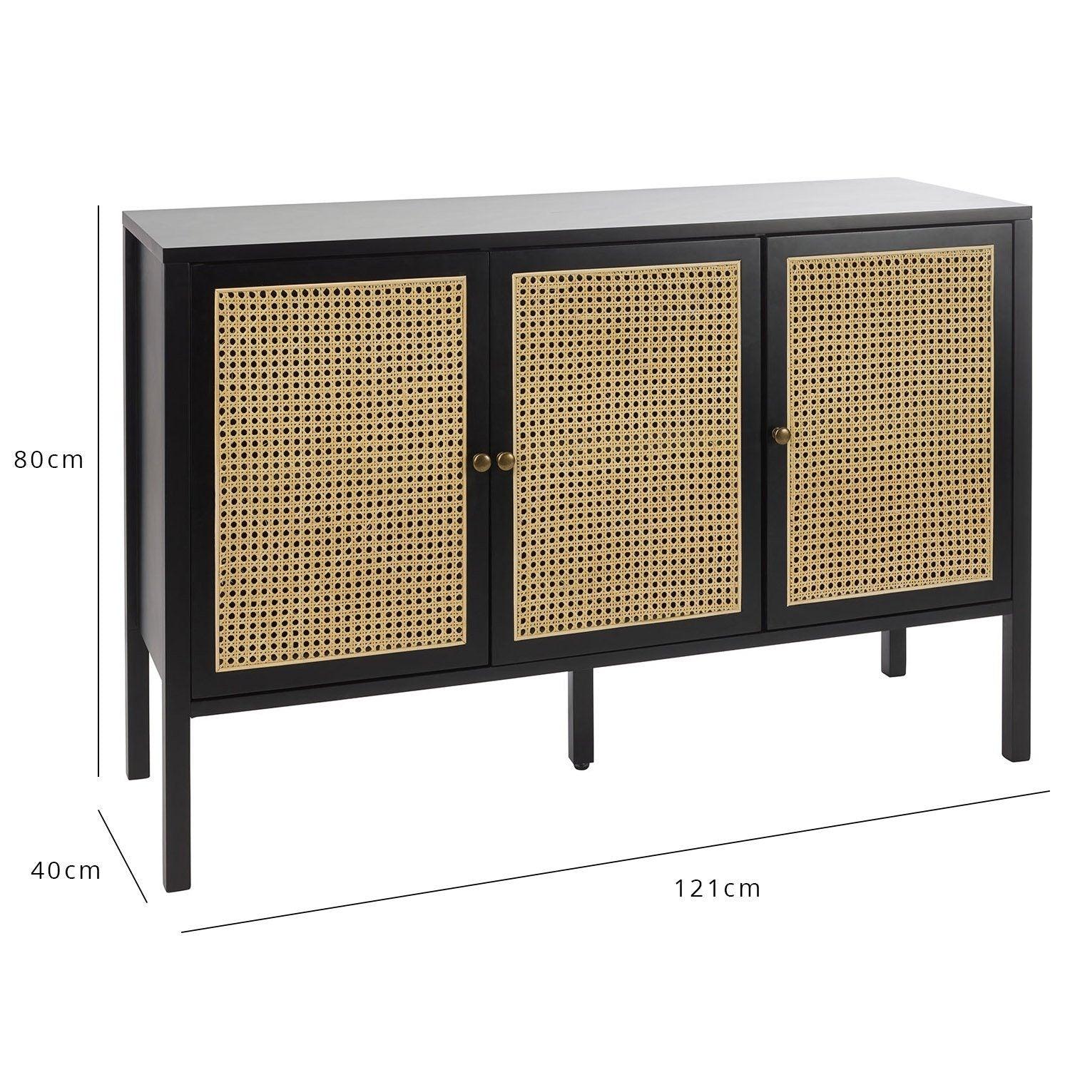 Charlie Sideboard - Cane Front - Black - Image 9