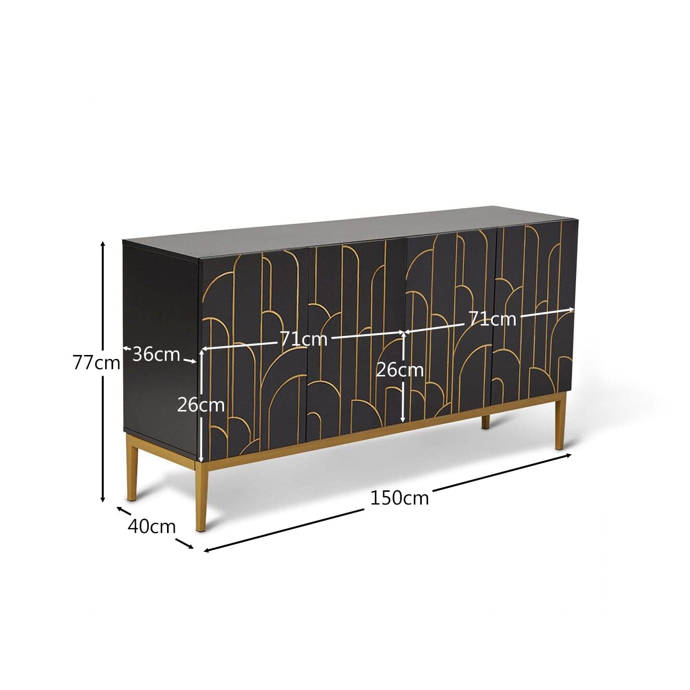 Gatsby Large 4 Door Sideboard – Noir Black - Image 10