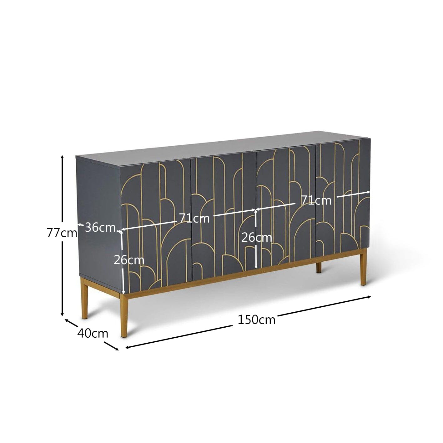 Gatsby Large 4 Door Sideboard – Smoke Grey - Image 9