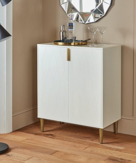Gloria 2 Door Small Sideboard - White & Brass Legs