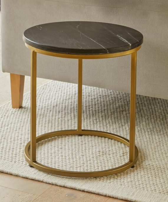 Nara Round Real Marble Coffee Table with Gold Legs