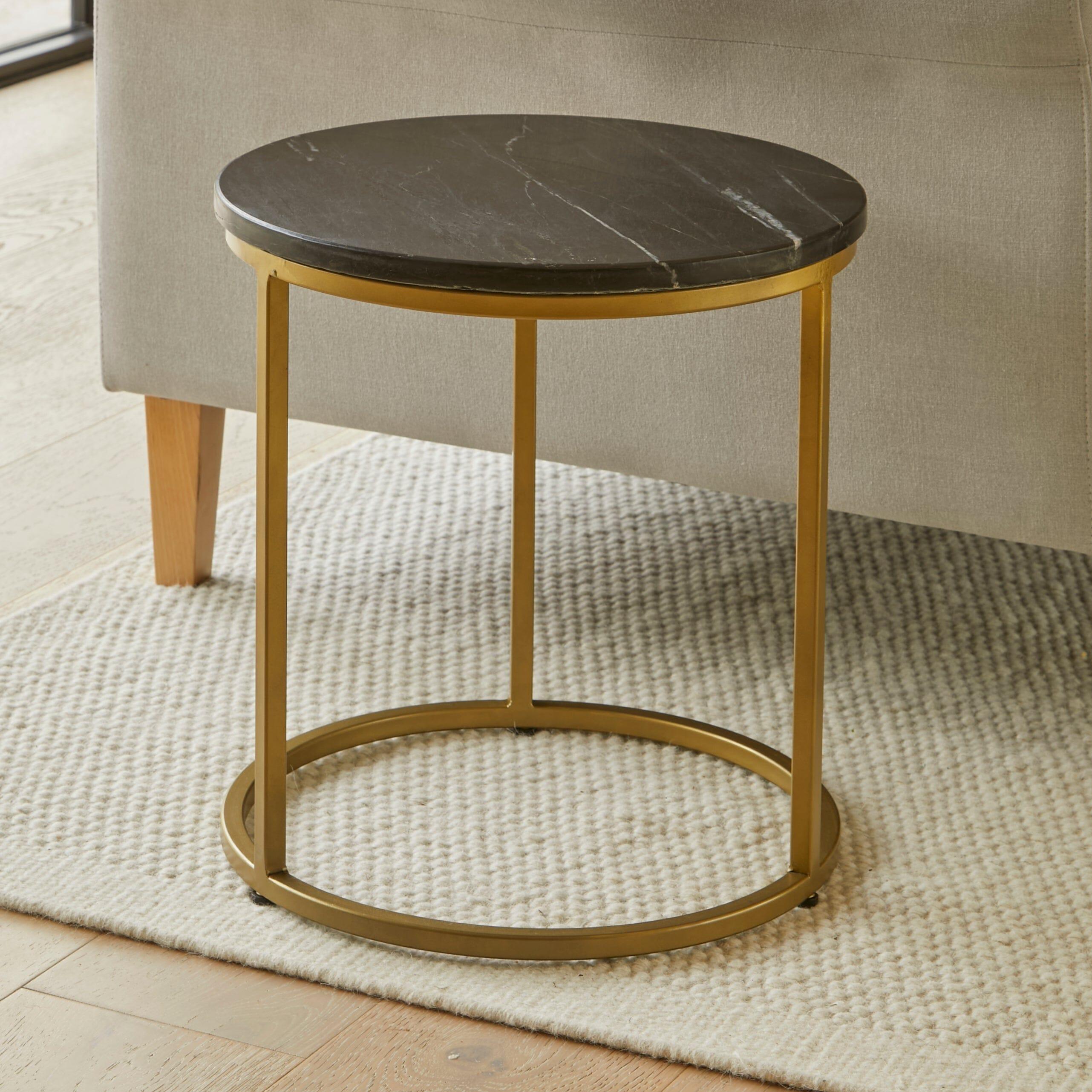 Nara Round Real Marble Coffee Table with Gold Legs