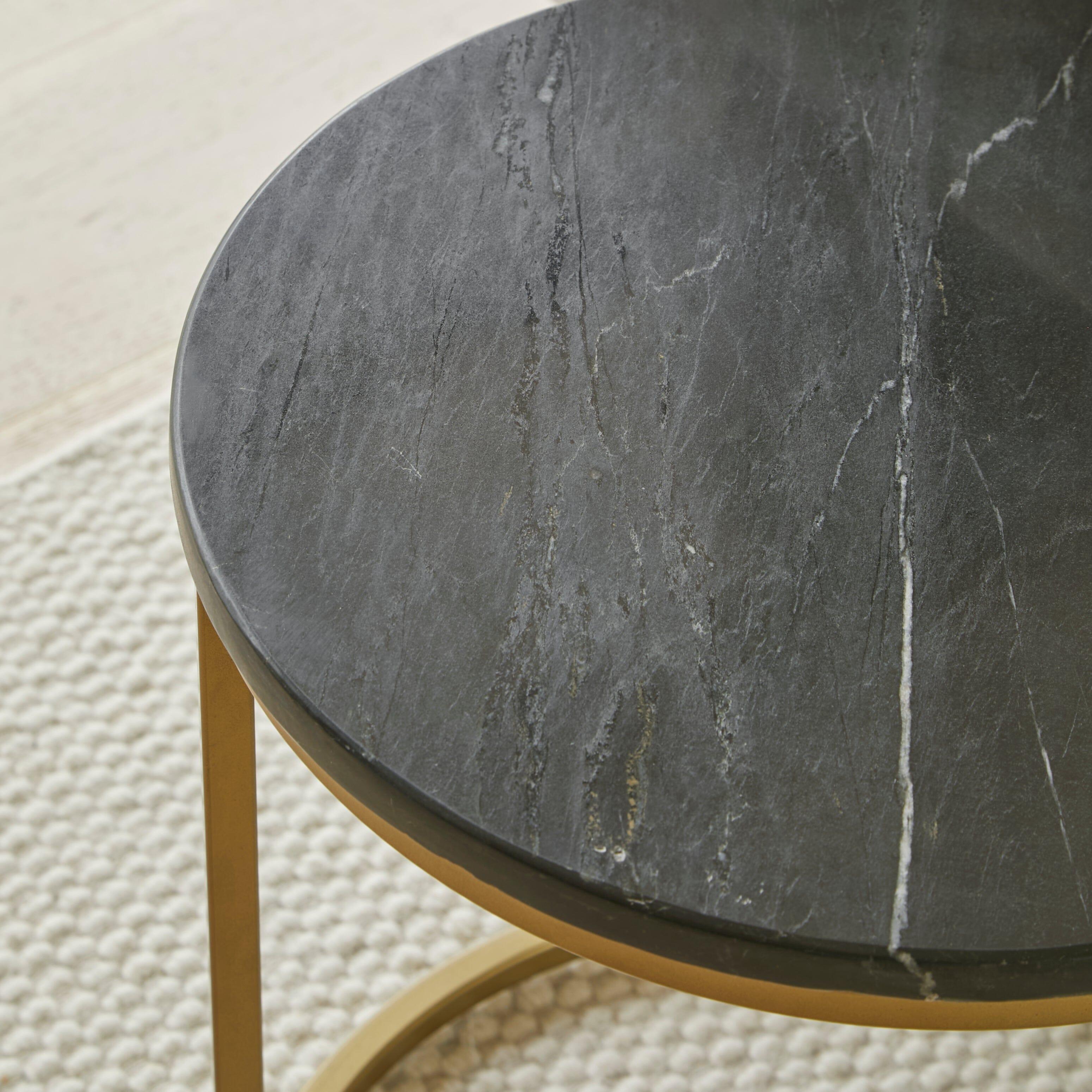 Nara Round Real Marble Coffee Table with Gold Legs - Image 2
