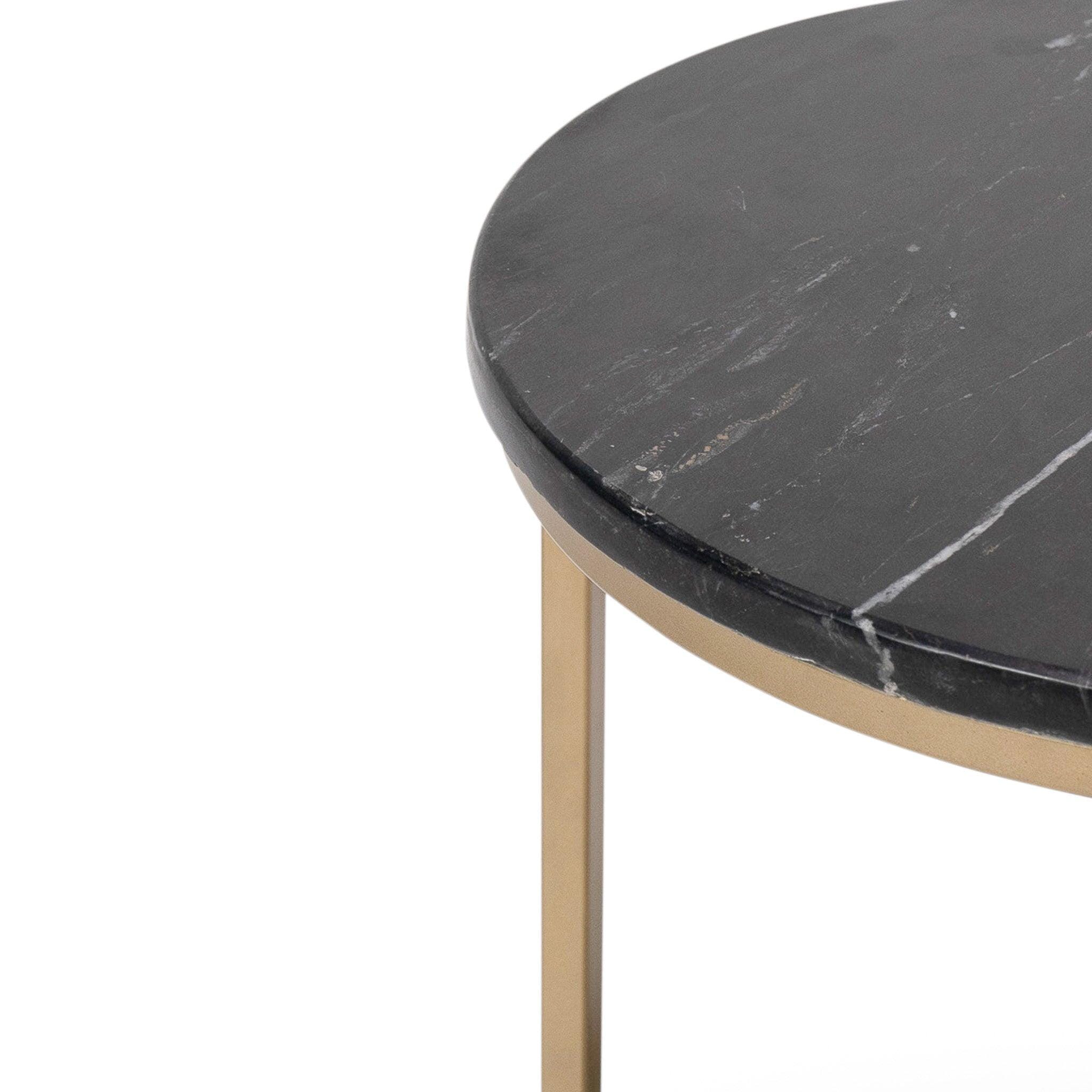 Nara Round Real Marble Coffee Table with Gold Legs - Image 7