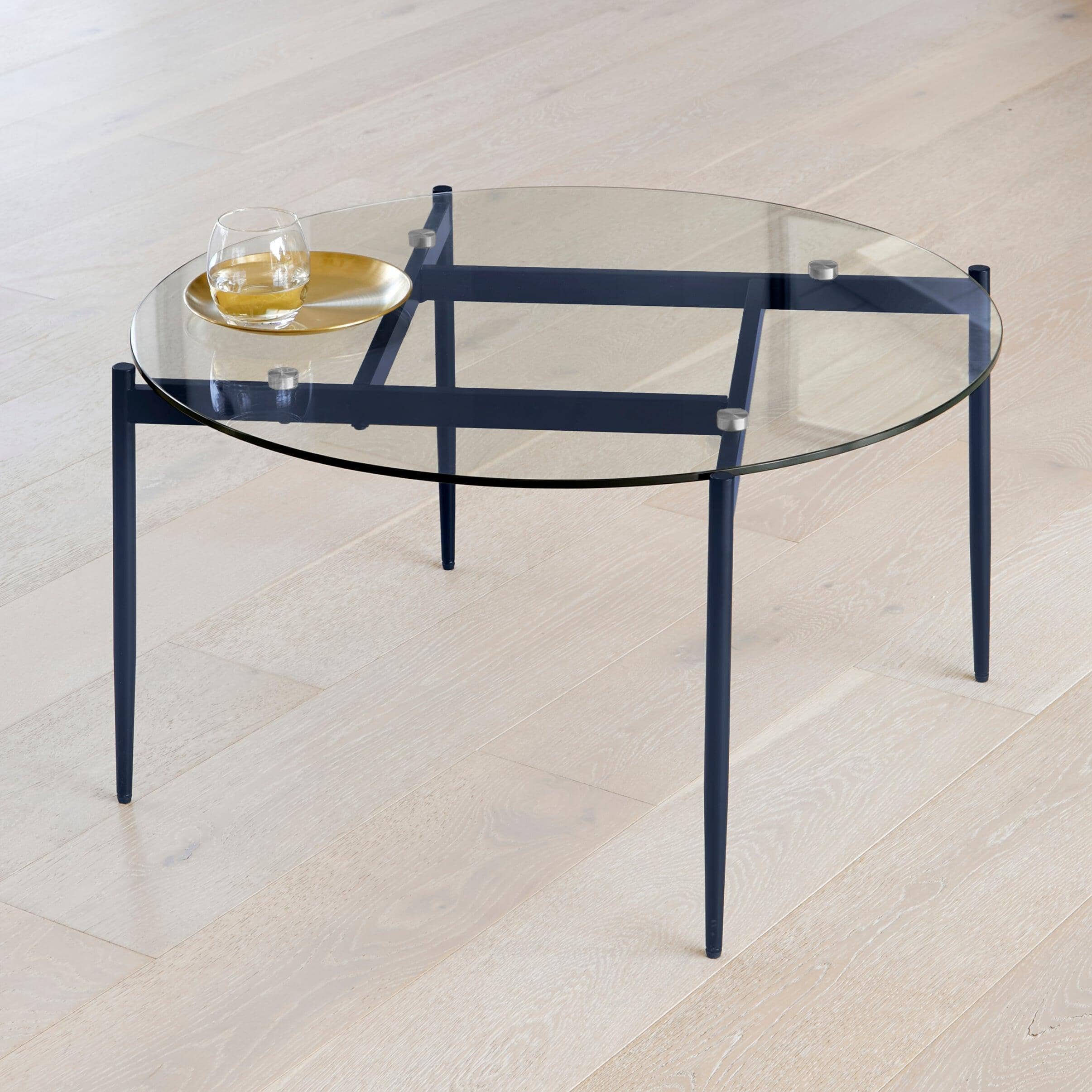 Oscar Glass Coffee Table - Blue Legs