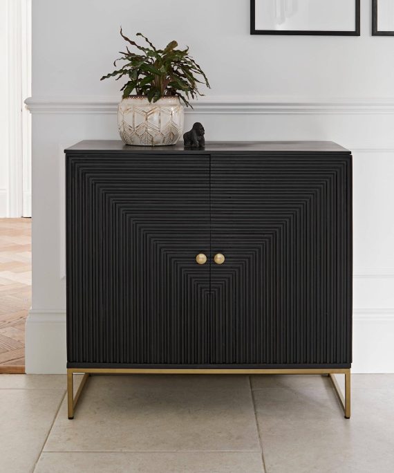 Rayna 2 Door Small Sideboard - Jet Black