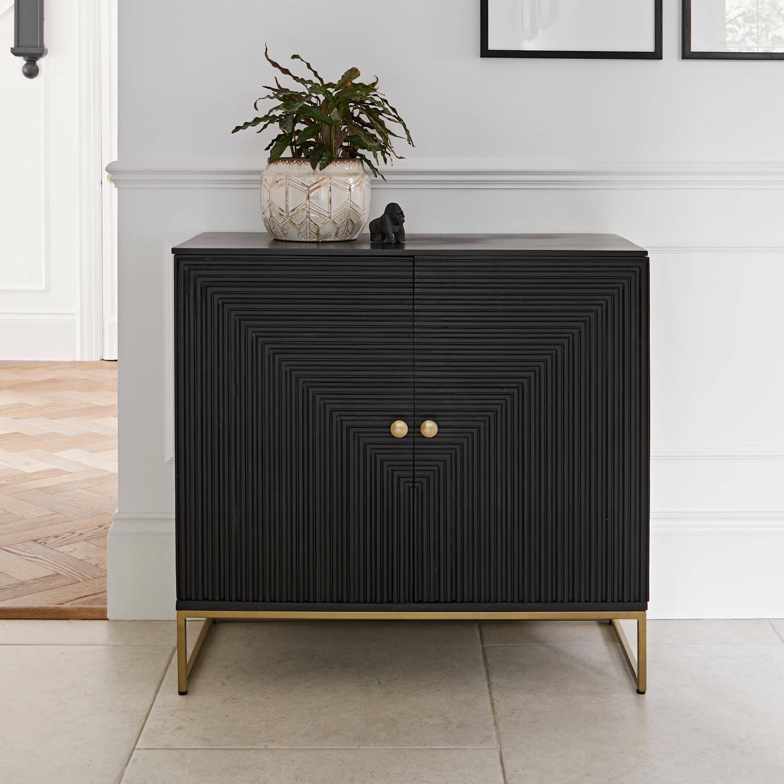 Rayna 2 Door Small Sideboard - Jet Black