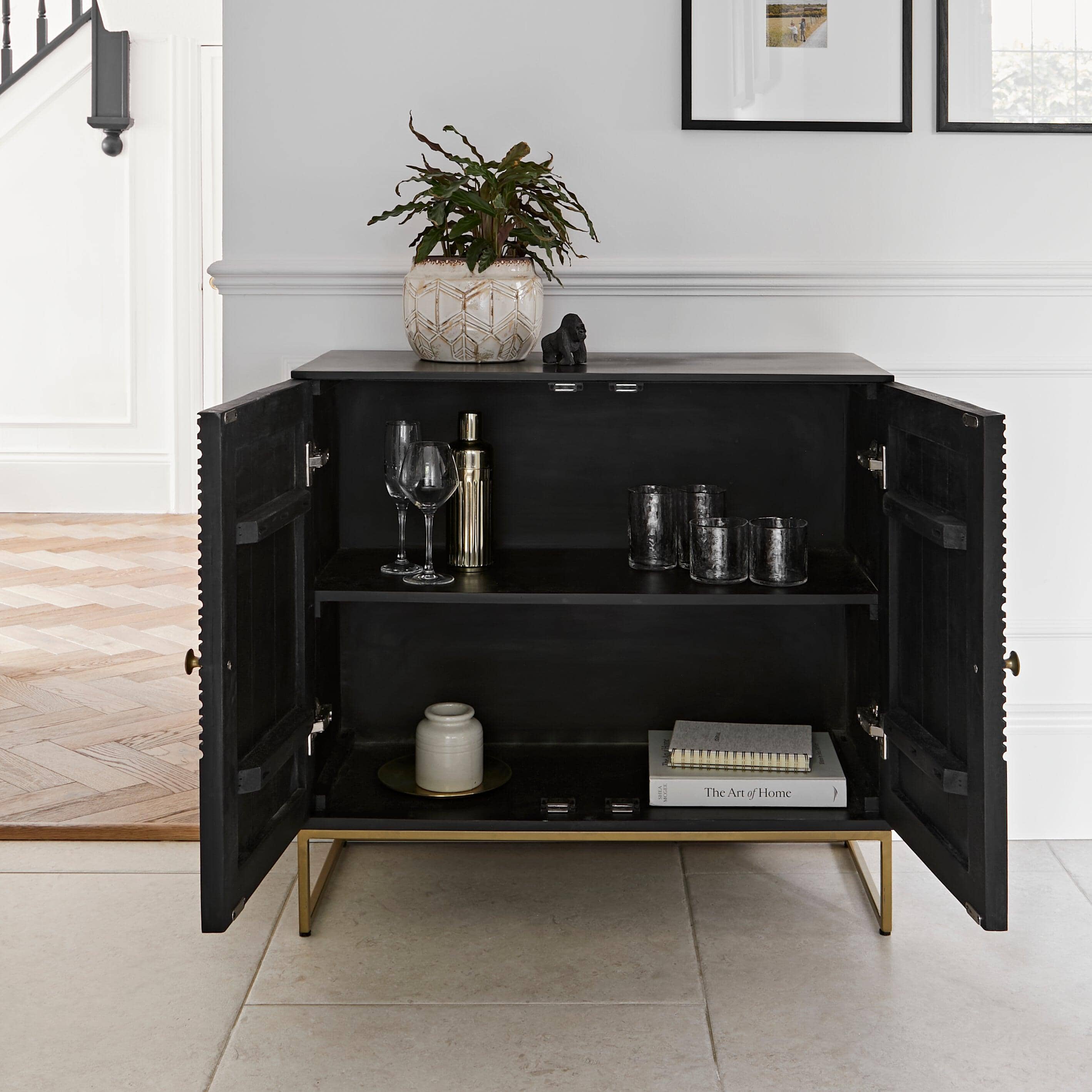 Rayna 2 Door Small Sideboard - Jet Black - Image 2