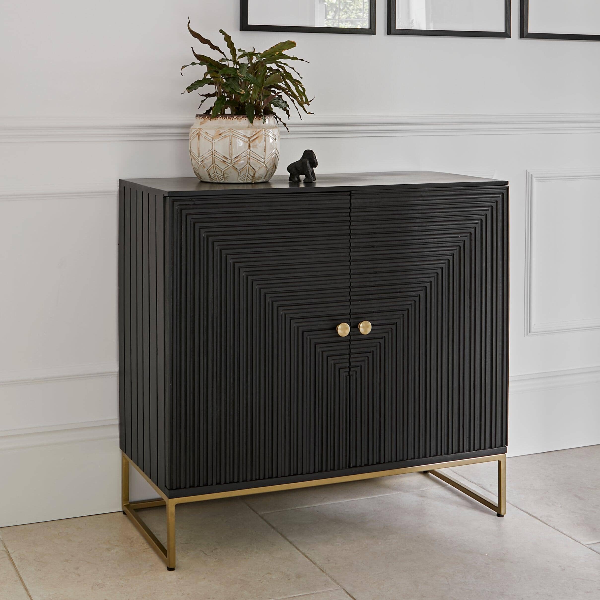 Rayna 2 Door Small Sideboard - Jet Black - Image 3