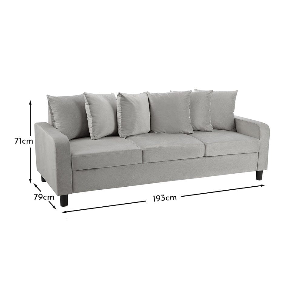 Tracy 3 Seater Sofa - Grey Velvet - Image 7