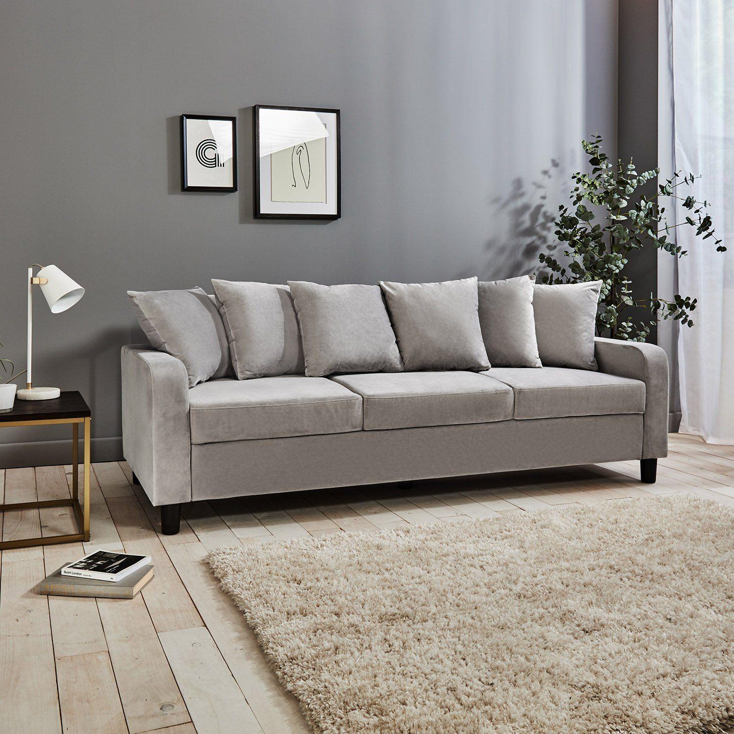 Tracy 3 Seater Sofa - Grey Velvet - Image 2