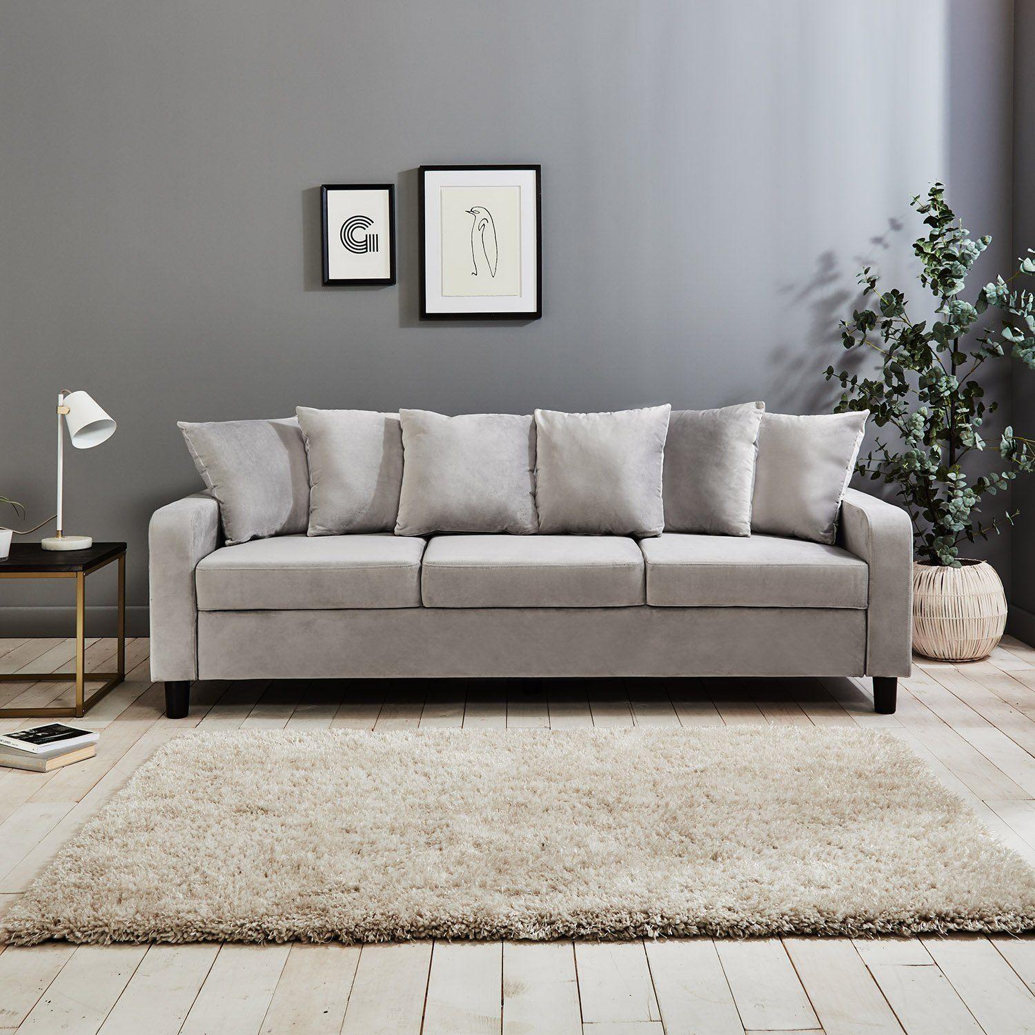 Tracy 3 Seater Sofa - Grey Velvet - Image 3