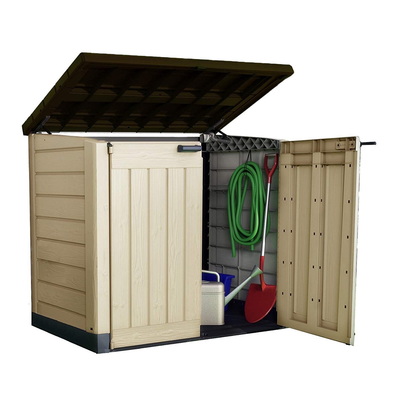 Keter Store It Out Max 1200L Outdoor Garden & Wheelie Bin Storage Shed - Beige & Brown - Image 2