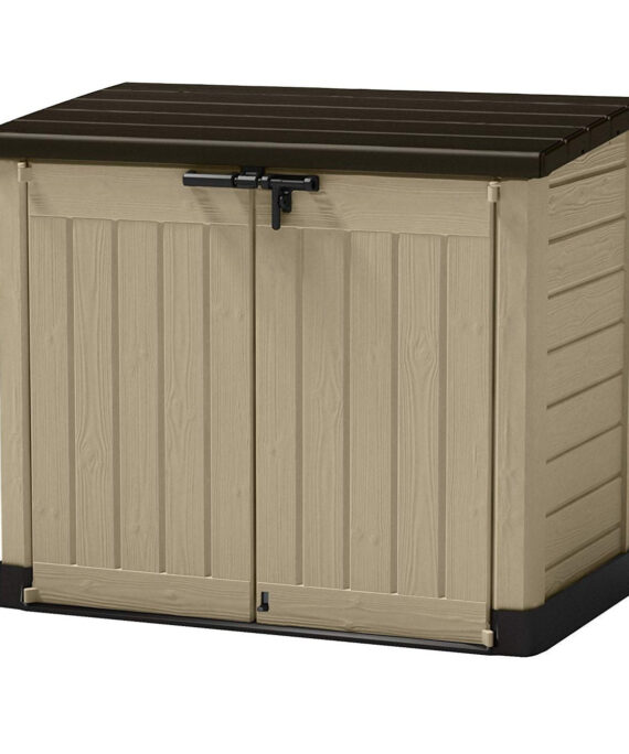 Keter Store It Out Max 1200L Outdoor Garden & Wheelie Bin Storage Shed - Beige & Brown