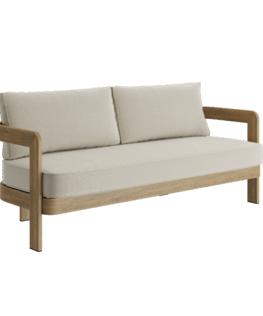 N3 Oak Three Seater Sofa Sand Canvas